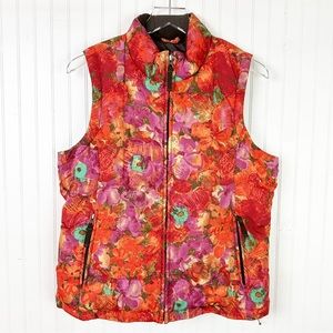 EDDIE BAUER DOWN QUILTED PUFFER‎ FLORAL PRINT VEST M